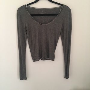AE striped long sleeve crop top